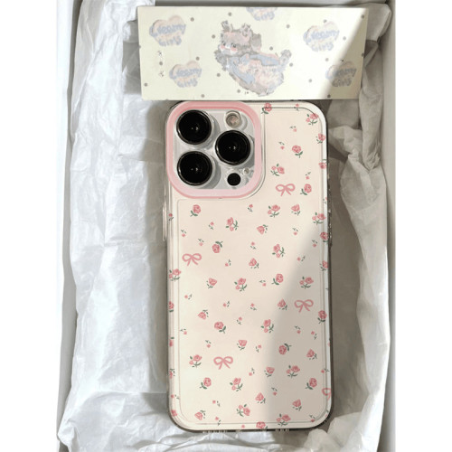 滿屏粉色碎花適用蘋果16PROMAX手機殼iPhone15/14可愛13軟殼12/11
