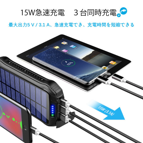 太陽能行動電源26800mAh多功能戶外應急照明燈IP66防水無線充電寶