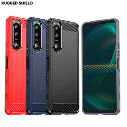 適用索尼5手機殼Xperia5II/III拉絲碳纖維紋防摔保護套矽膠軟殼套