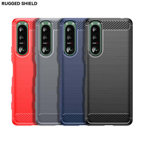 適用索尼5手機殼Xperia5II/III拉絲碳纖維紋防摔保護套矽膠軟殼套