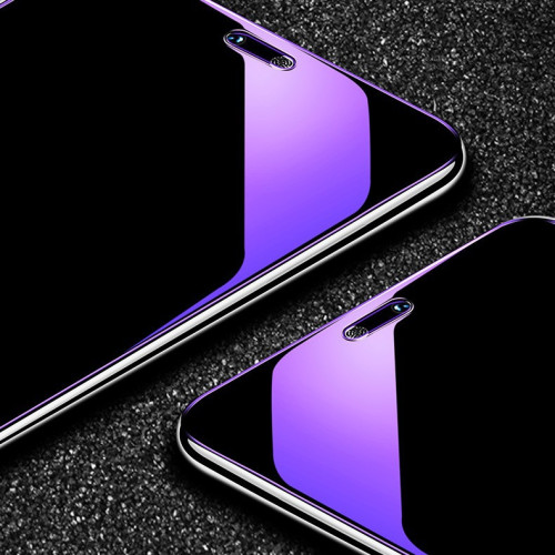 適用iPhone 16手機XR 14藍光11全屏XS max紫光8蘋果12 13鋼化膜15