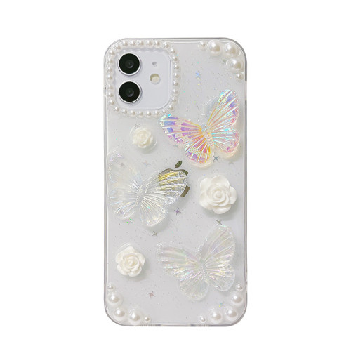 法式復古立體蝴蝶iPhone14手機殼13蘋果16ProMax滴膠11閃粉15適用