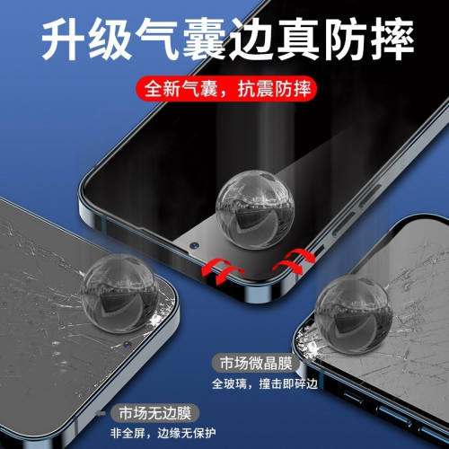 適用蘋果16promax氣囊膜鋼化膜14防摔防爆15pro防窺手機膜13護眼