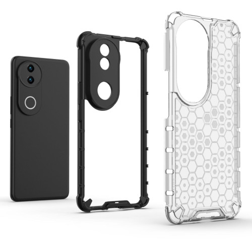 適用VIVO V50蜂巢透明二合一手機殼Y36鏡頭全包S18四角防摔保護套 適用VIVO V50蜂巢透明二合一手機殼Y36鏡頭全包S18四角防摔保護套