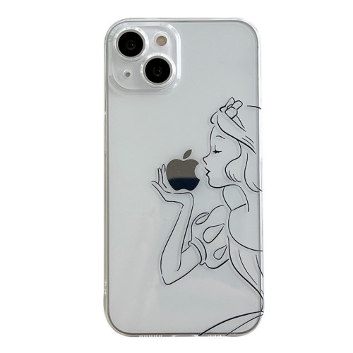 線條白雪公主適用iPhone16promax女款蘋果15透明手機殼13/12軟14p
