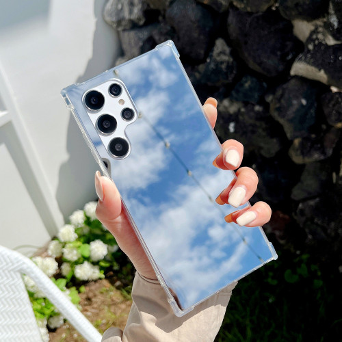 適用三星S24 ULTRA防摔鏡面手機殼S26套加厚S25補妝A06鏡子殼A55