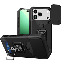 適用iPhone17ProMax推窗插卡手機殼蘋果16Pro指環支架15保護套