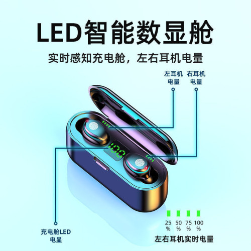 爆款F9無線藍牙耳機TWS5.3雙耳數顯F9-2帶數顯迷你音樂耳機 爆款F9無線藍牙耳機TWS5.3雙耳數顯F9-2帶數顯迷你音樂耳機