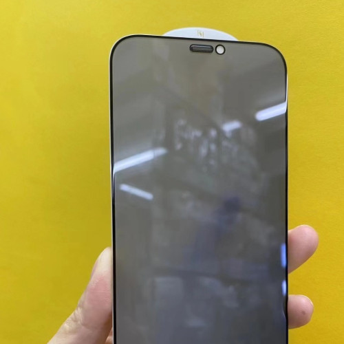 適用iPhone16PROMAX防窺鋼化膜一體網防塵紫光蘋果14/13手機貼膜