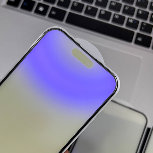 適用蘋果iPhone13PRO 16鋼化膜磨砂亮邊紫光15 13 12 14霧面貼膜