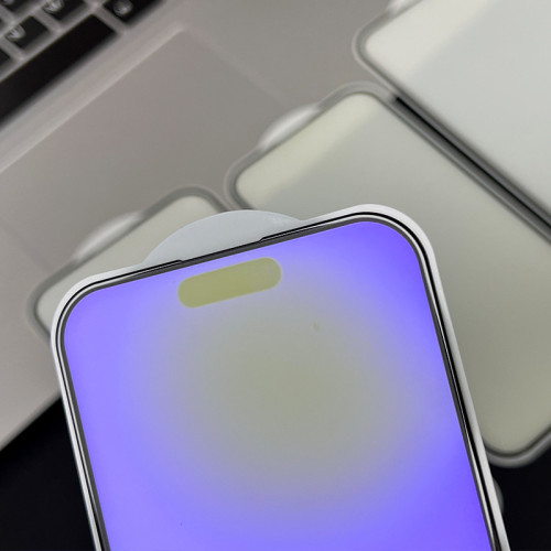 適用蘋果iPhone13PRO 16鋼化膜磨砂亮邊紫光15 13 12 14霧面貼膜