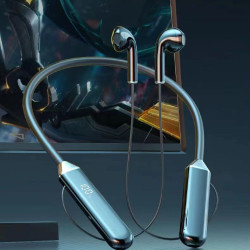 頸掛式無線藍牙 超長待機無線運動藍牙耳機 掛脖水晶數顯藍牙耳