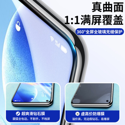 適用opporeno6鋼化膜reno3全屏reno手機膜reno5防摔4se藍光reno2z