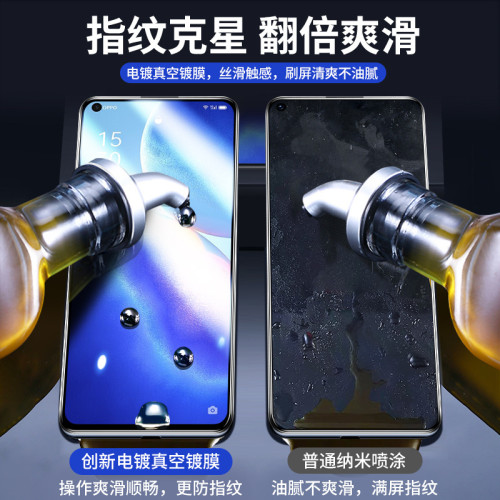 適用opporeno6鋼化膜reno3全屏reno手機膜reno5防摔4se藍光reno2z