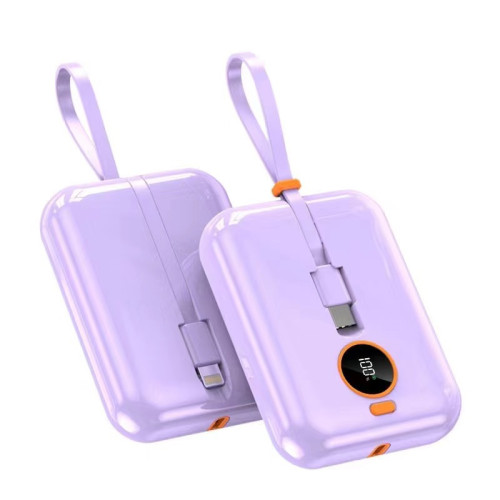 充電寶自帶線適用華爲手機66W超級快充戶外小巧可攜式行動電源