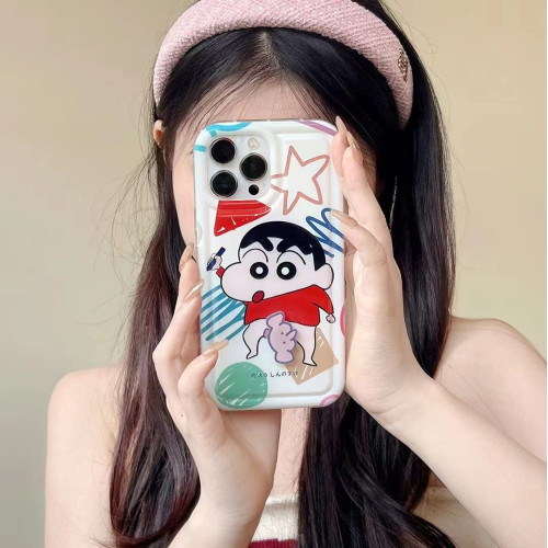 相框氣囊適用iPhone16可愛旋轉小新阿呆蘋果15promax情侶13手機殼