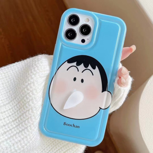 相框氣囊適用iPhone16可愛旋轉小新阿呆蘋果15promax情侶13手機殼