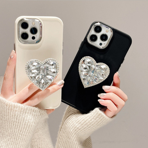 適用蘋果16Promax手機殼新款iPhone17保護套簡約水鑽支架15高級感