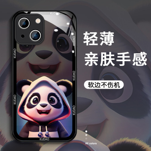 熊貓蘋果15手機殼iphone14卡通13pro高級11全包xr小衆xsmax玻璃殼 熊貓蘋果15手機殼iphone14卡通13pro高級11全包xr小衆xsmax玻璃殼