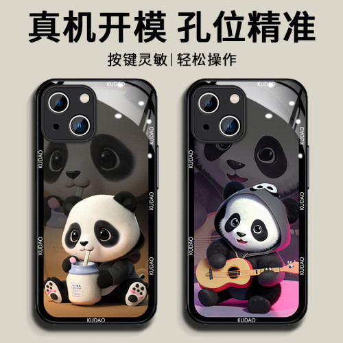 熊貓蘋果15手機殼iphone14卡通13pro高級11全包xr小衆xsmax玻璃殼 熊貓蘋果15手機殼iphone14卡通13pro高級11全包xr小衆xsmax玻璃殼