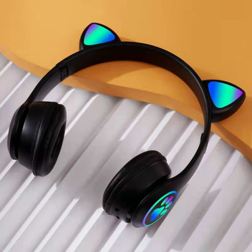 MZ-023貓耳朵頭戴式藍牙耳機無線運動折曡發光遊戯藍牙耳機