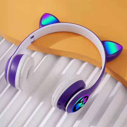 MZ-023貓耳朵頭戴式藍牙耳機無線運動折曡發光遊戯藍牙耳機