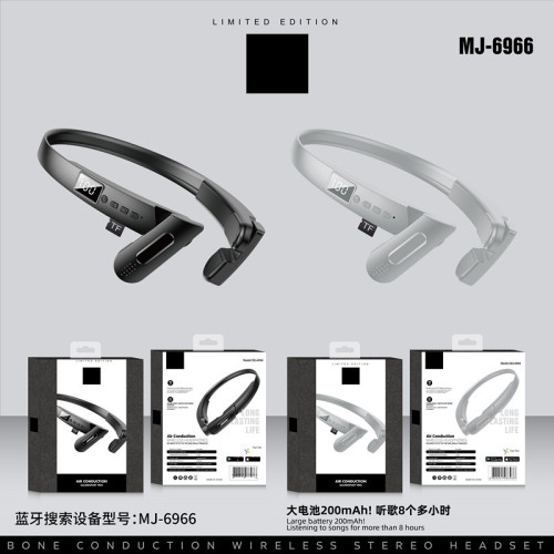 新款6966掛耳式藍牙耳機運動型骨傳導數顯高清音質出口廠
