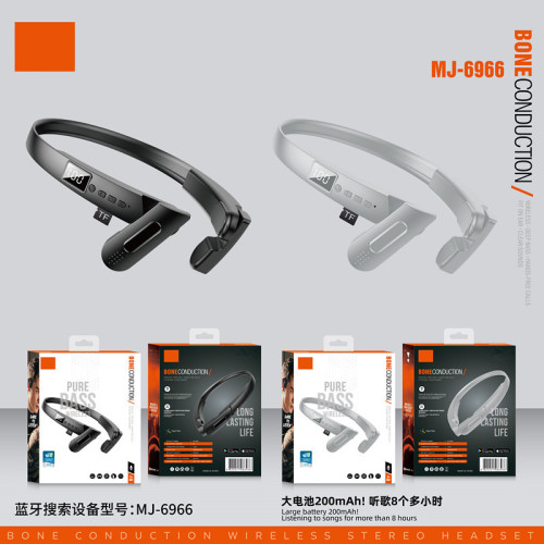 新款6966掛耳式藍牙耳機運動型骨傳導數顯高清音質出口廠