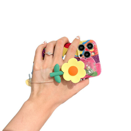 小黃花腕帶適用iphone16pro蘋果13手機殼斜背愛心鏈條14新款15女