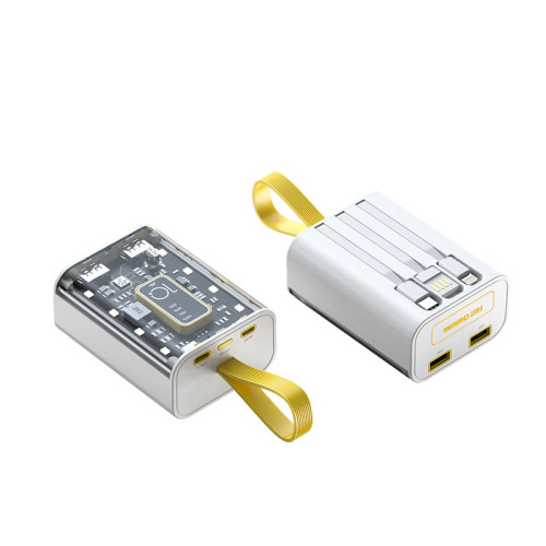 新款龐克風透明機甲充電寶10W快充20000安培大容量行動電源