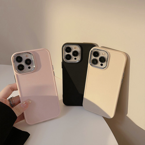 電鍍鏡頭iphone16適用蘋果手機殼12軟14矽膠13簡約純色15pro max