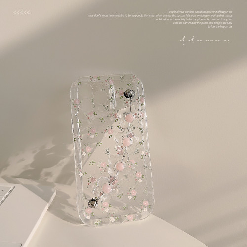 小清新碎花iphone14pro max蘋果手機殼13手鏈11適用16掛繩15透明