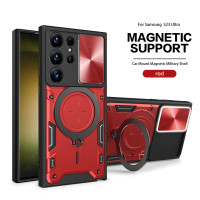 適用三星S26Ultra家尚推窗手機殼來電閃S25FE車用磁吸支架防摔套