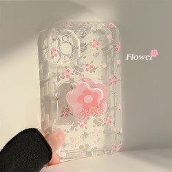 粉碎花流沙支架14promax蘋果手機殼13透明iphone15適用11多巴胺16