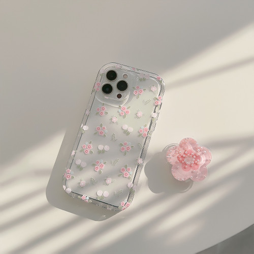 粉碎花流沙支架14promax蘋果手機殼13透明iphone15適用11多巴胺16