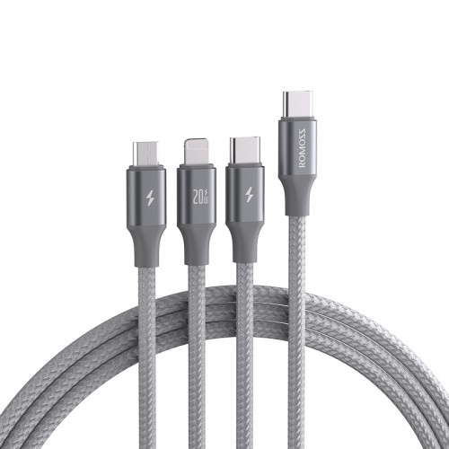 羅馬仕充電線typec一拖三數據線三合一PD20W快充手機車用充電線