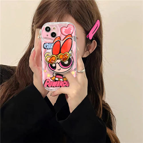 適用蘋果16手機殼iPhone13promax透明飛天小女警11/12卡通支架xs