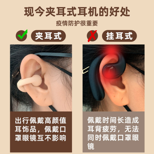 新款真無線不入耳藍牙耳機時尚高顔值骨傳導高音質久戴不痛