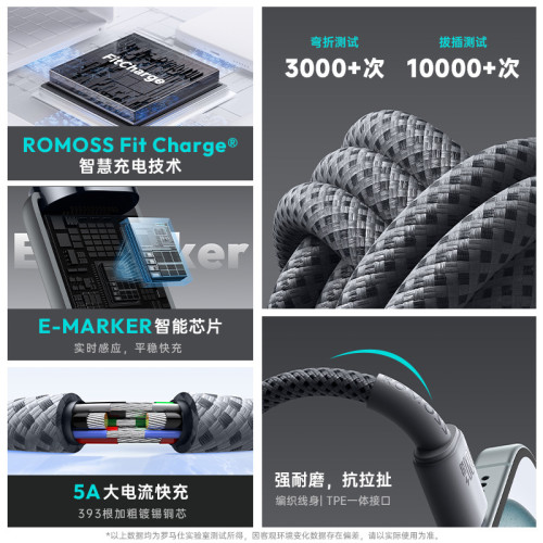 羅馬仕一拖二PD快充線適用於華爲蘋果8-16數據線筆電車用充電線