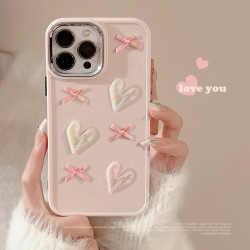 粉色愛心蝴蝶結16promax手機殼iphone15電鍍立體11適用蘋果13女14