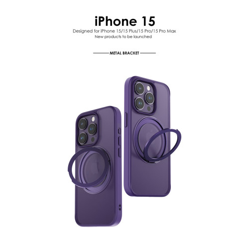 適用iPhone16手機殼蘋果14Pro磨砂手機殼360°旋轉磁吸支架手機殼