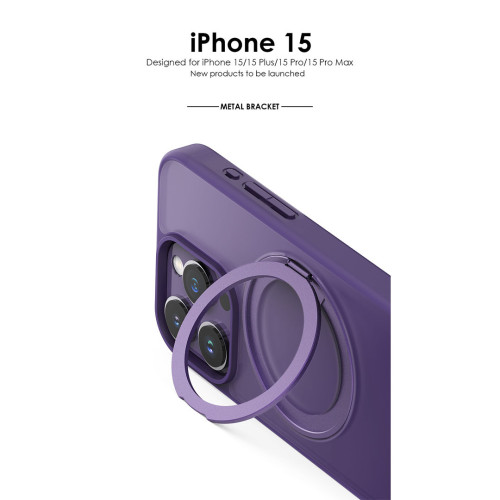 適用iPhone16手機殼蘋果14Pro磨砂手機殼360°旋轉磁吸支架手機殼