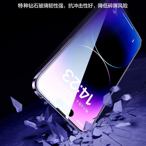 適用蘋果15promax鋼化膜16全屏14plus防窺膜13抗藍光12秒貼盒11XR