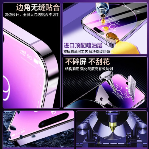 適用蘋果15pro鋼化膜14promax防窺膜16全屏13抗藍光12秒貼11磨砂X