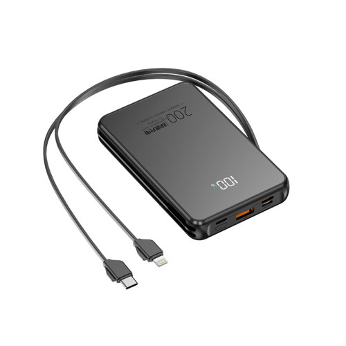 新款磁吸無線充雙自帶線充電寶10000安培鏡面數顯行動電源