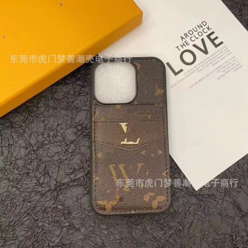 潮大牌皮質手機殼iPhone15Promax上下開插卡蘋果13pro全包軟殼12
