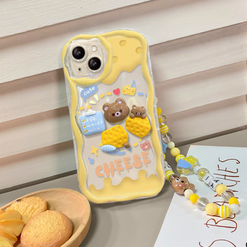 適用蘋果14promax手機殼iPhone13透明防摔12卡通起司立體公仔鏈條 適用蘋果14promax手機殼iPhone13透明防摔12卡通起司立體公仔鏈條