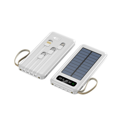 太陽能自帶線充電寶行動電源20000安培迷你超薄行動電源