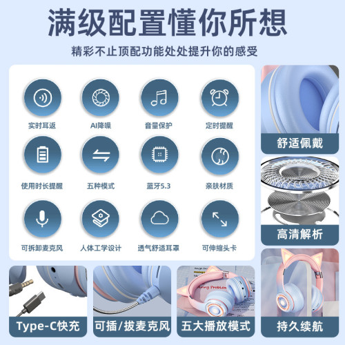 背書耳返式耳機頭戴式藍牙兒童閲讀學習記憶誦讀神器中小學生專用