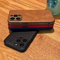 14新款皮革適用15pro蘋果17Promax手機殼iPhone16Pro全包皮紋保護